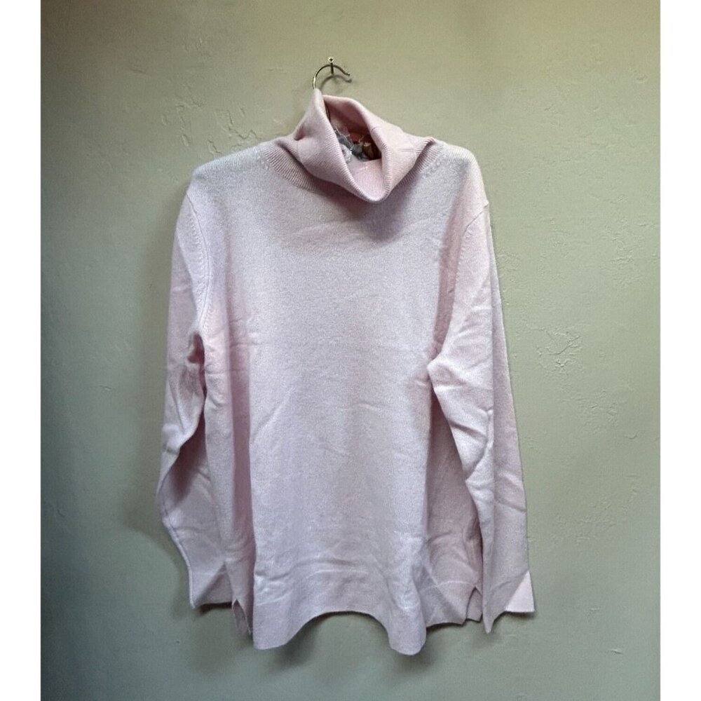 Neiman Marcus Womens Size 1X Turtleneck Cashmere Pullover Sweater Pink New $275
